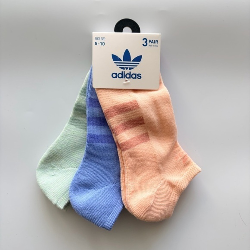 Adidas women’s no show socks 3 pairs size 5-10 orange blue green